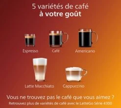 PHILIPS Series 3200 LatteGo Connectée EP3546/70 Garantie 3 Ans -Maxi Coffee Soldes 4 machine cafe grain philips connecte 3546 70