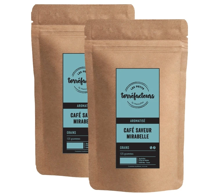 Café en grains - Saveur Mirabelle - 250g (2x125g) - Les Petits Torréfacteurs Café En Grains - Saveur Mirabelle - 250g (2x125g) - Les Petits Torréfacteurs -Maxi Coffee Soldes