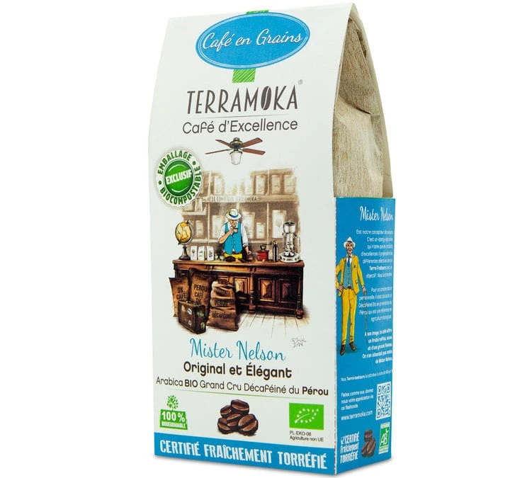 Café en grains décaféiné Bio Mister Nelson - Pérou - 200g - TERRAMOKA Café En Grains Décaféiné Bio Mister Nelson - Pérou - 200g - TERRAMOKA -Maxi Coffee Soldes cafe grain grand cru bio prou terramoka nelson 200g