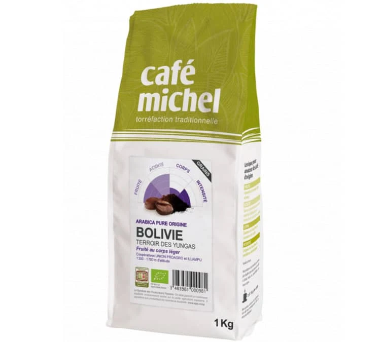 Café en grains bio Bolivie - 1 kg - Café Michel Café En Grains Bio Bolivie - 1 Kg - Café Michel -Maxi Coffee Soldes cafe michel bolivie grains 1kg