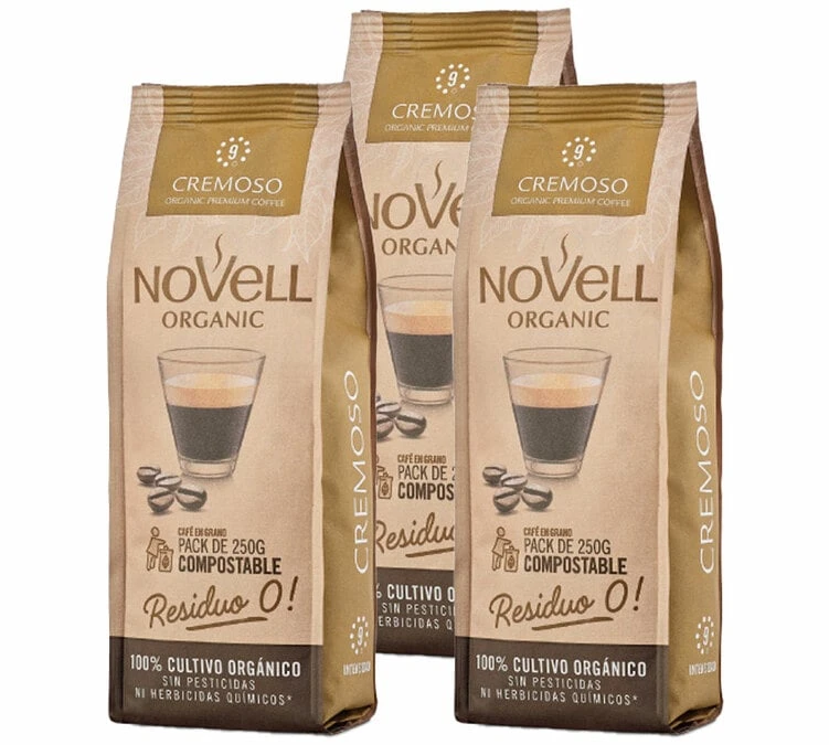 3x250g café en grain bio Cremoso - Novell 3x250g Café En Grain Bio Cremoso - Novell -Maxi Coffee Soldes cafeengrainbionovell3x250gcremoso 1