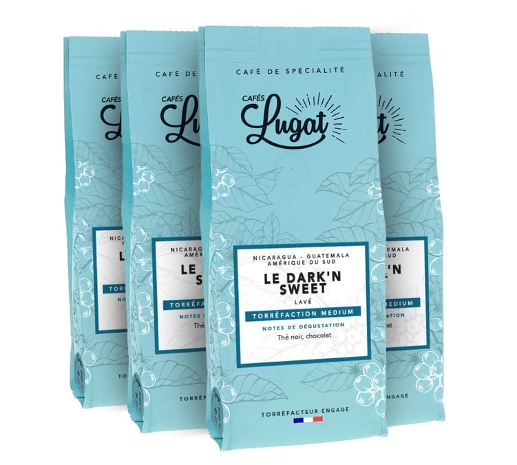 1 Kg café en grain Le Dark'n Sweet - Cafés Lugat 1 Kg Café En Grain Le Dark'n Sweet - Cafés Lugat -Maxi Coffee Soldes