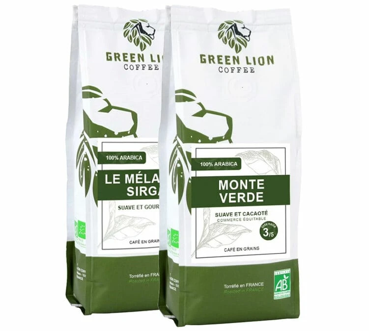 Pack duo 100 % savoir-faire français - 2 x 250 g - GREEN LION COFFEE Pack Duo 100 % Savoir-faire Français - 2 X 250 G - GREEN LION COFFEE -Maxi Coffee Soldes cafeengraingreenlioncoffeepack2x250g 1
