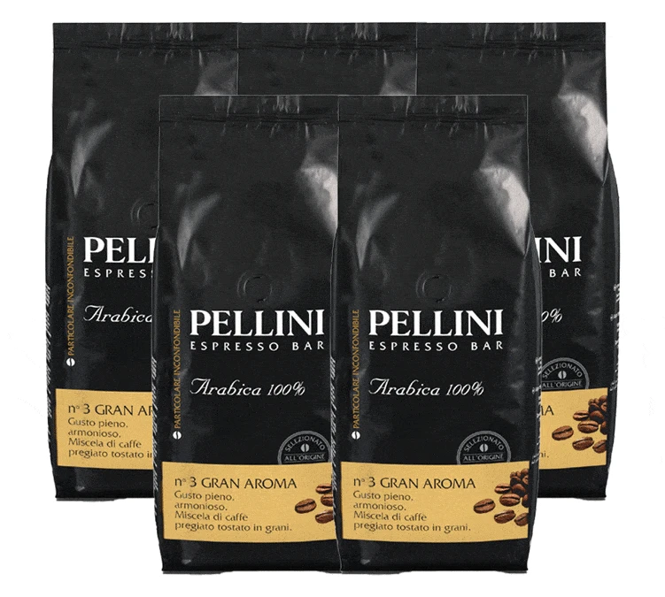 5x1Kg café en grain Gran Aroma n°3 - Pellini 5x1Kg Café En Grain Gran Aroma N°3 - Pellini -Maxi Coffee Soldes cafeengrainpellinigranaroma5kg 1