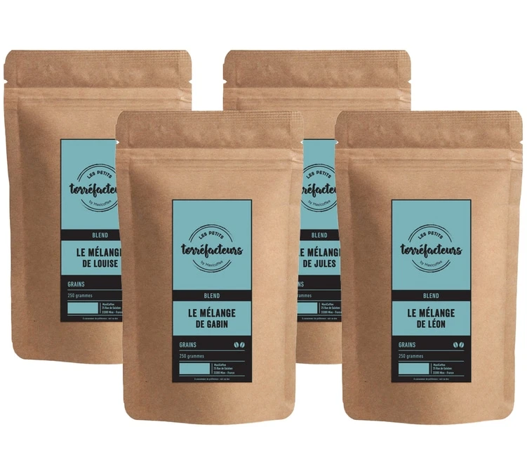 Pack Découverte - 4 Mélanges Exclusifs - 4x250g - Les Petits Torréfacteurs Pack Découverte - 4 Mélanges Exclusifs - 4x250g - Les Petits Torréfacteurs -Maxi Coffee Soldes packmelanges